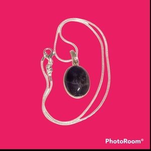 925 Sterling Silver With Amatist Pendant NWOT